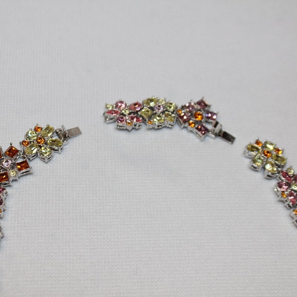 Nolan Miller Multi-Color Floral Crystal and Silver Necklace - Picture 9 of 13